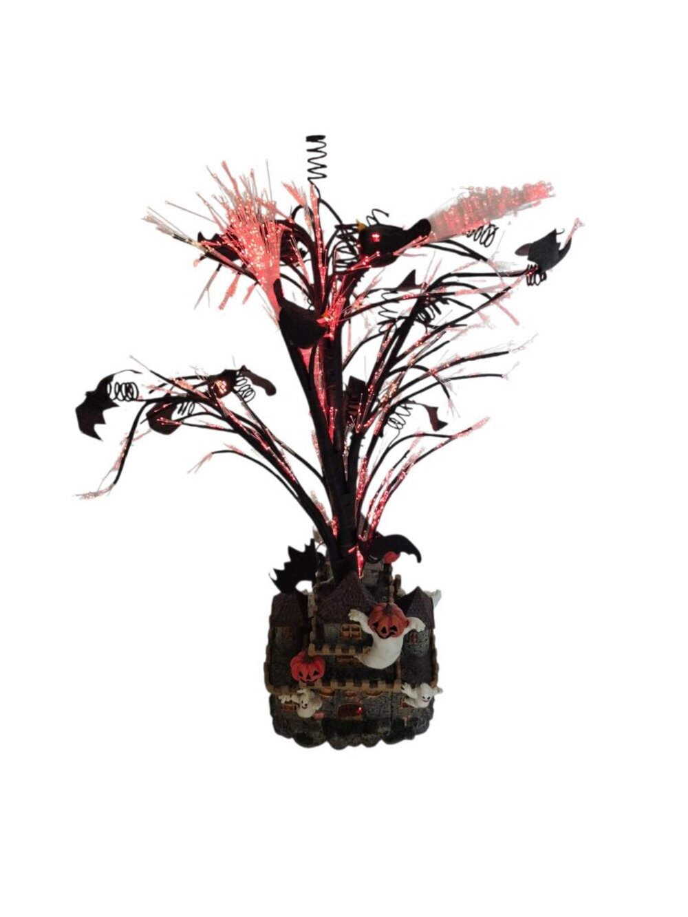 Spooky Hollow Fiber Optic Tree Tabletop Halloween Decor Castle Color Changing